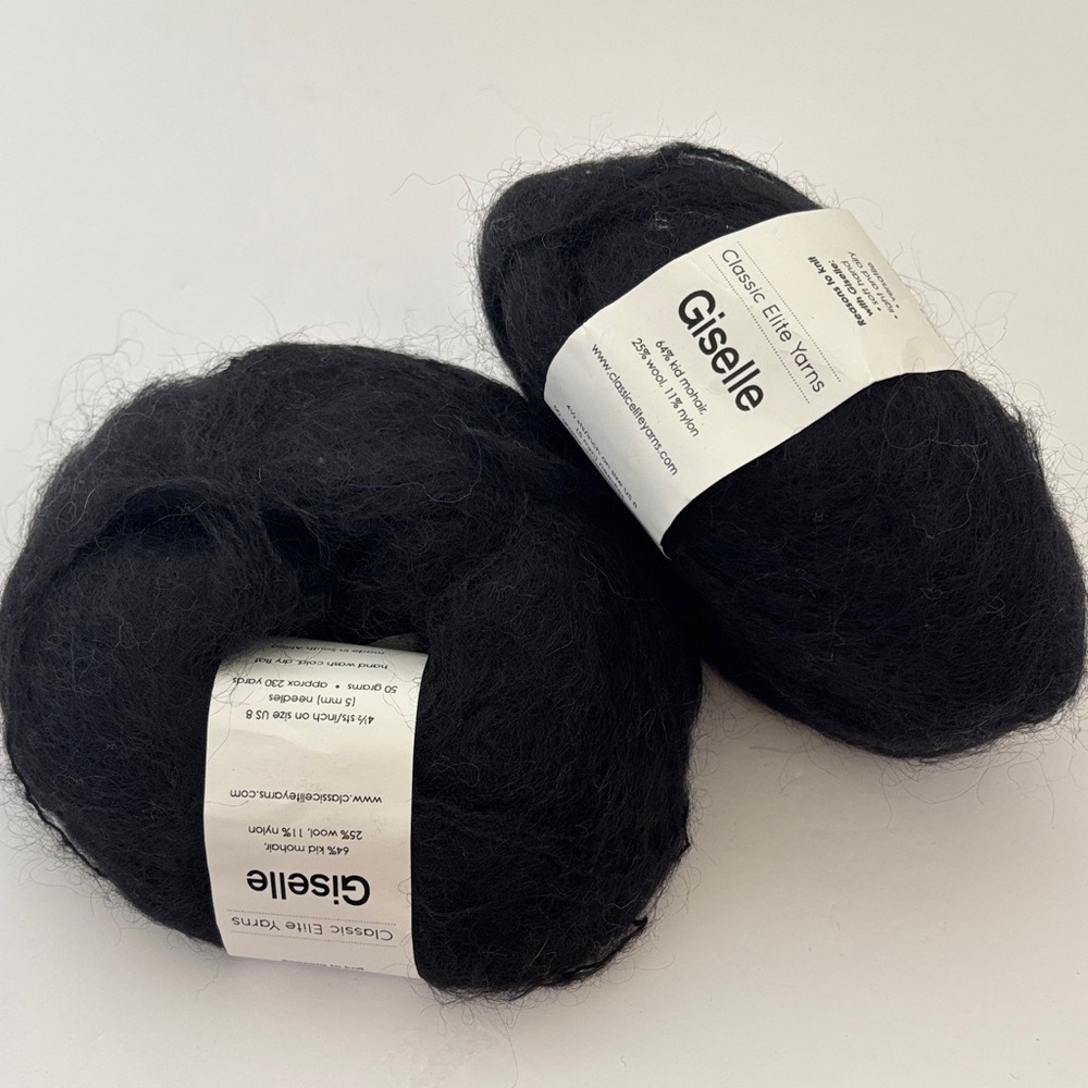 Classic Elite Yarns Giselle Mohair Wool South Africa 230y / 50g‎ Black 2 Skeins
